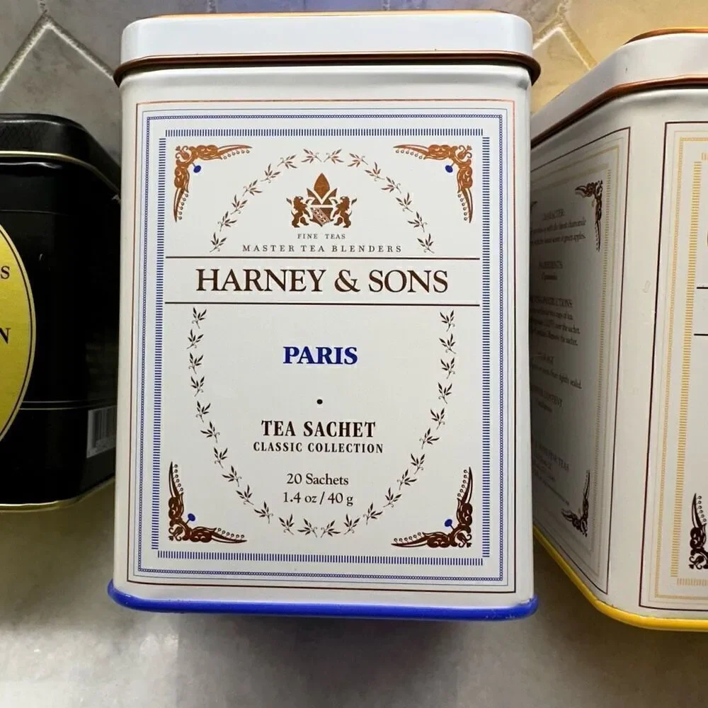 Vintage Harney & Sons Metal Tins Tea Cans Set of 4 (does not contain tea)